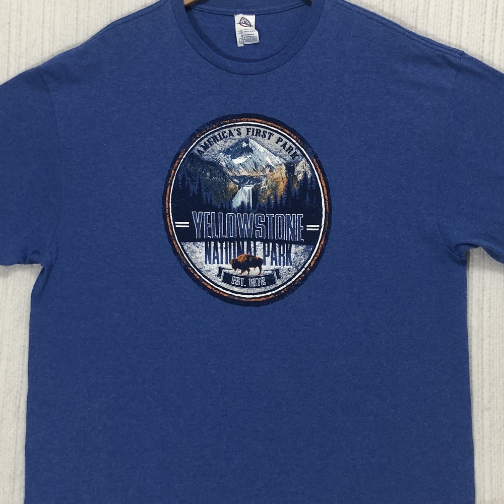 Delta Pro Weight Yellowstone National Park Bison Graphic T-Shirt Blue Mens‎ 2XL